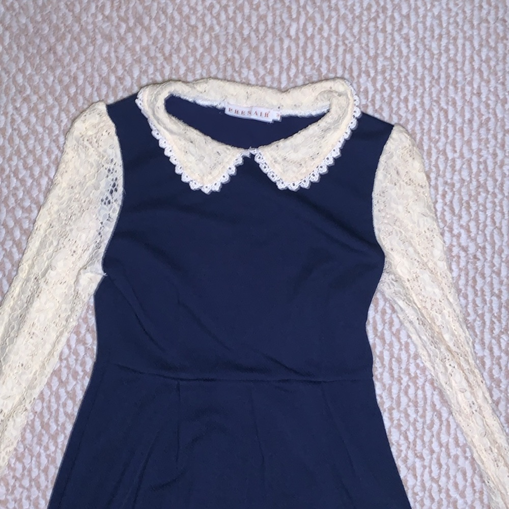 Peter Pan Collar Coquette Navy Dress